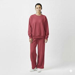 Ensemble de survêtement 2 pièces pour femme, chaud pour l'hiver, haut à manches longues et pantalon de jogging, 100% coton biologique, imperméable - Product Image 1