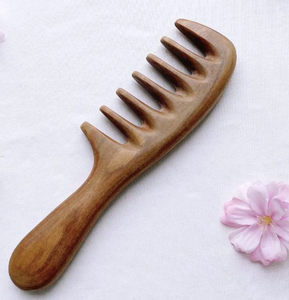 หวีไม้เก็บขนไม้จันทน์ธรรมชาติหวีซี่กว้างป้องกันไฟฟ้าสถิตย์กระเป๋าเล็กๆแบบพกพาจากอินเดีย - Product Image 5