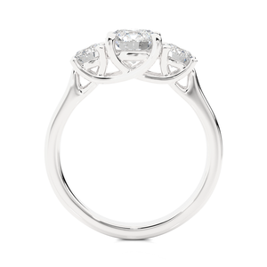แหวนหมั้นเพชรโมอิสซาไนต์ทรงกลม 2 กะรัต สามเม็ด ทองคำขาว - Product Image 3