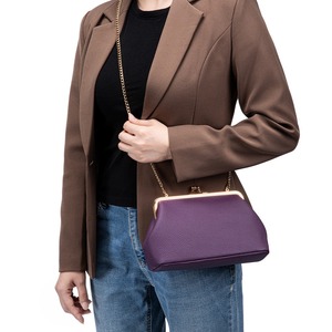Ando Bag Genuine Cowhide Leather <b>Crossbody</b> Bag for Women Kiss Lock Chain Shoulder <b>Purse</b> with Card Slots - Product Image 2