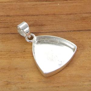 925 argent Sterling trillion forme 4mm 20mm bricolage pince lunette tasse pendentif réglage plaqué Semi montage bijoux pierre bijoux - Product Image 5