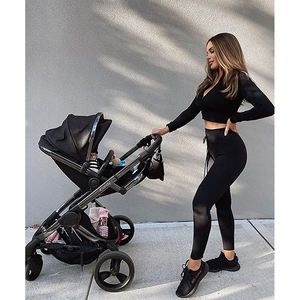 Wholesale High Quality Women's Athletic Gym Fitness Workout Yoga Activewear 2-Piece Set Breathable Lace <b>Belt</b> <b>Elastic</b> <b>Waist</b> - Product Image 2