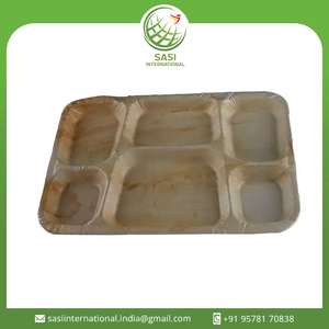 Vente en gros Vaisselle en feuille de palmier biodégradable à 6 compartiments 35x25cm Assiettes naturelles pour fêtes de mariage et traiteur - Product Image 5