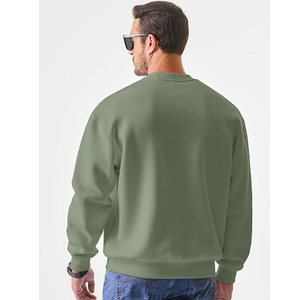 Sweat-shirt ample à col rond de couleur unie et à manches longues pour hommes pulls en tissu imprimé d'usine personnalisés pour le commerce extérieur - Product Image 2