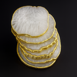 Posavasos de Cristal de Ágata Blanca de Alta Calidad, Decoración de Mesa de Lujo, Piedra Preciosa Natural Pulida, Grabado con Amor, Decoración para el Hogar - Product Image 1