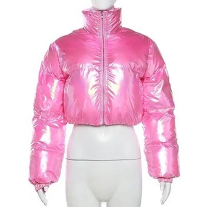Veste bomber courte ample de haute qualité, confortable, à capuche, réversible, en polyester rembourré, légère, respirante, pour femmes - Product Image 1
