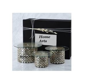 Juego de 3 soportes para pasteles de diferentes tamaños hechos a mano, soporte para pasteles de nácar y dulces de vidrio con calidad superior - Product Image 5