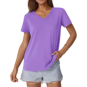 Wholesale Brand <b>Women's</b> V Neck T <b>Shirt</b> Custom Graphic Tshirts Summer Ladies Tops Casual Basic TEE <b>Shirt</b> - Product Image 4