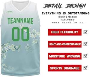 Uniforme de baloncesto de alta calidad para hombre, camiseta atlética sin mangas con patrón 3D personalizado, ropa de equipo con diseño de textura de flores personalizada - Product Image 3