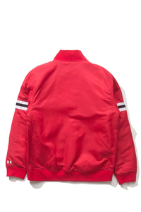 Chaqueta Varsity Personalizada OEM para Hombre, a la Moda, con Cuello Redondo, Franja Lateral, Cierre de Cremallera y Botones, Transpirable, de Lona Bordada - Product Image 5