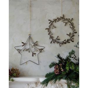 Guirlande en feuilles de métal dorées de style nordique, décoration murale minimaliste faite à la main, anneau de gui en laiton pour les fêtes et toute l'année - Product Image 3