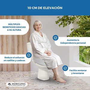 Mobiclinic ไททันสีขาว10ซม. ที่นั่งในห้องน้ำอุปกรณ์บำบัดฟื้นฟูสมรรถภาพสูงถึง160กก. - Product Image 6