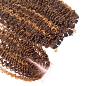 Juego de mechones de Color Ombre rizado Bumerse de pelo crudo de alta calidad con cierre y mechones para hacer pelucas 2025 - Product Image 5