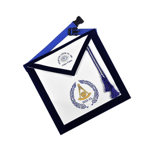 Delantal Grand Past Master Blue Lodge California Regulation-Terciopelo azul con seda roscada a mano - Product Image 6