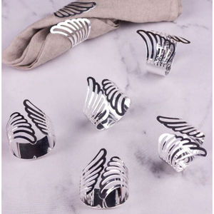 Ensemble de 6 rond de serviette moderne plume Essence argent rond de serviette cravate en tissu pour équipement de Restaurant cravate en tissu de Table à bas prix - Product Image 2