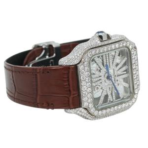 Reloj de Pulsera Personalizado con Esfera de Cristal Marrón, Movimiento de Cuarzo con Diamantes Moissanite Impecables, Elegante Reloj de Moda para Hombre - Product Image 5