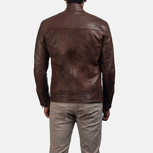 Diseñado estilo de lujo de moda de los hombres de motociclista chaqueta de cuero de vaca original y transpirable chaqueta de moto para los hombres - Product Image 4