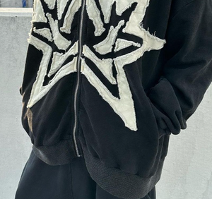 Customizable Distressed 100% Cotton <b>Fleece</b> Hoodie Washed <b>Black</b> Baggy Fit streetwear 420 GSM Heavyweight - Product Image 5