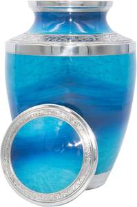 Urna de cremación humana Ocean Lover's con bolsa de terciopelo y personalización Urna funeraria Blue Ocean - Product Image 4