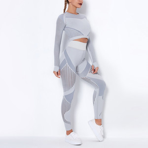 Ropa atlética para mujer, gimnasio, Fitness, deporte, ropa de entrenamiento, ropa activa, ropa sin costuras para mujer, conjunto de traje de Yoga, manga larga - Product Image 1