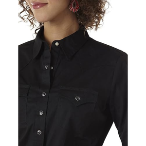 Nueva llegada camisas occidentales para mujer vaquera elegante manga larga negro bordado botón Arriba señoras, camisas de algodón occidental - Product Image 3