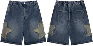 Fabricant personnalisé hommes fermeture éclair braguette coupe ample 100% coton en détresse broderie hommes jean shorts mode logo personnalisé - Product Image 6