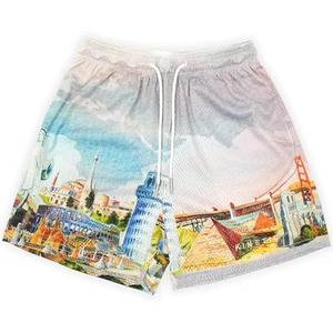 Manufacturer Custom Men's Gym Basketball Shorts Screen Heat-Transfer Print Double <b>Layer</b> Polyester - Product Image 6