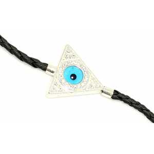 925 Sterling Silver Evil Eye <b>Bead</b> <b>Bracelet</b> with Leather Cord Gift for Any Occasion - Product Image 4