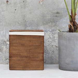 Grand panier de rangement café tissé en rotin avec couvercle pour jouets et vêtements Décoration intérieure lumineuse Cadeau de pendaison de crémaillère parfait - Product Image 5