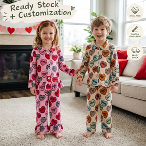 Pyjamas pour garçons, vêtements pour bébés, vêtements pour enfants, vêtements d'hiver pour enfants, ensembles de vêtements pour enfants, OEM/ODM/RTS Cow heart western valentine's. - Product Image 1