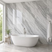 Panneau mural en PVC UV gris marbré fumé blanc, imperméable, revêtement décoratif intérieur