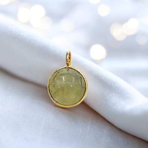 12mm Prehnite boule ronde lunette ensemble pendentif 925 argent plaqué or à la main bijoux de guérison en vrac breloques en gros - Product Image 1