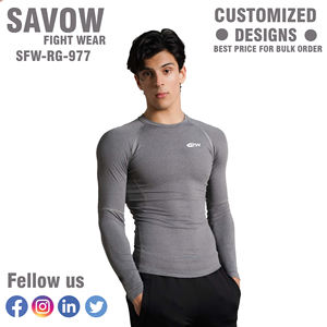 Custom Logo Wholesale Factory Men Rash Guard Compression Shirt MMA BJJ <b>Surf</b> Long Sleeve UV Protection Quick Dry Gym Top OEM - Product Image 5