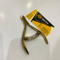 Pince à cuticules professionnelle RTS GOLD à lame courbée, en acier inoxydable de qualité supérieure, pour ongles des doigts et des orteils, pointe affûtée, mâchoire large