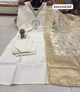 Dernière tenue de créateur Evergreen, Kurti en mousseline de soie, pantalon, travail lourd à la main, travail au fil avec dupatta numérique, achat en ligne en Inde - Product Image 4