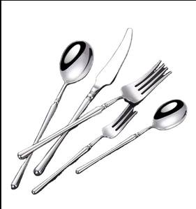 Acier miroir logo personnalisé 5 pièces couverts en or mariage ensemble de couverts de luxe 304 acier inoxydable allemagne 18/10 ensemble de couverts - Product Image 2