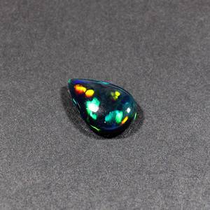 Natural Black Multi Fire <b>Opal</b> 16x10mm Pear Cabochon 3.35 Cts Loose Gemstone for Jewelry Making - Product Image 2