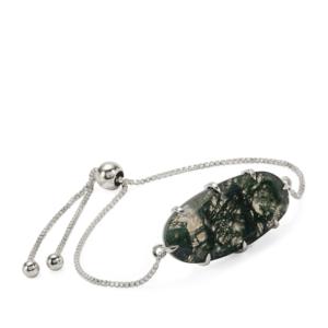 Pulsera Deslizante de Plata de Ley con Ágata Brasileña Acuática de 21.45 Quilates - Product Image 1