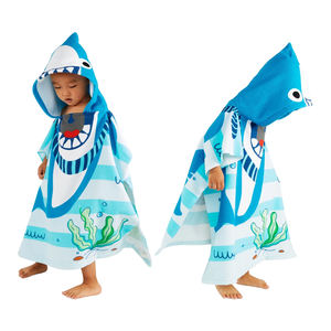 Hot Selling Custom Size Children's High Quality Cotton Hoodie Quick Dry Fish Print Beach <b>Poncho</b> for Everyday Swimming - Product Image 6