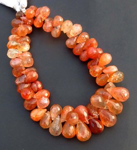 Piedras Preciosas de Sunstone Africana de Alta Calidad, Cuentas Sueltas en Forma de Briolette de 9-14 mm, Cuentas Facetadas de Sunstone Naranja Natural en Forma de Lágrima, Hilo de 9 Pulgadas - Product Image 6