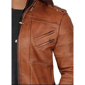 Veste en cuir de marque pour homme, veste en cuir véritable avec fermeture éclair, veste en cuir tendance pour l'hiver, best-seller pour homme - Product Image 6