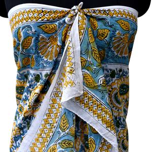 Handmade Eco-friendly Multi-Color Floral Block Printed Cotton <b>Sarong</b> Shawl Fashionable Indian Traditional Scarf Customizable - Product Image 5