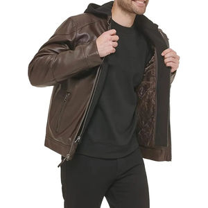 Chaqueta de Cuero Vacuno 100% de Alta Calidad para Hombre, Estilo Urbano, Chaqueta de Cuero Vacuno con Logotipo Personalizado, Color Sólido, Resistente al Agua - Product Image 3