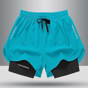 Custom Gym Shorts 2 en 1 Poliéster Secado rápido Pantalones cortos de compresión al aire libre Running Fitted Mens Gym Shorts Hombre - Product Image 3