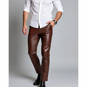 Hommes Fashion Wear Slim Fit Pantalon en cuir véritable de haute qualité | Vêtements d'extérieur décontractés pour hommes Pantalon en cuir de mouton Logo personnalisé - Product Image 3