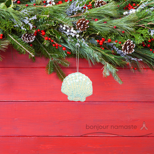 Ornamento di conchiglia di ostriche di lusso fatto a mano madreperla eco-friendly Mini Baubles di vetro per albero di natale ornamento della palla di natale - Product Image 1