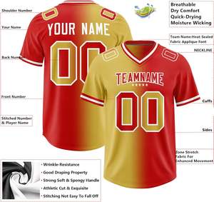 Camiseta de fútbol americano de poliéster 100% Unisex superventas, uniforme de fútbol americano personalizado, camiseta para jóvenes y adultos - Product Image 3