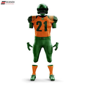 Maillots et pantalons de football américain unisexes OEM personnalisés, respirants, grandes tailles, anti-choc, uniformes pour adultes, manches courtes, brodés - Product Image 2