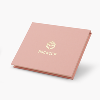 Palette de fards à paupières scintillants personnalisée recyclable, emballage en carton texturé carré rose, boîtier fixe, matériaux recyclés magnétiques