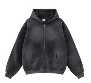 Sweats à capuche décontractés avec fermeture éclair et lavage à l'acide pour hommes, vêtements d'hiver pour hommes, sweats à capuche couleur personnalisée, sweats à capuche Slim Fit à la mode pour hommes - Product Image 6